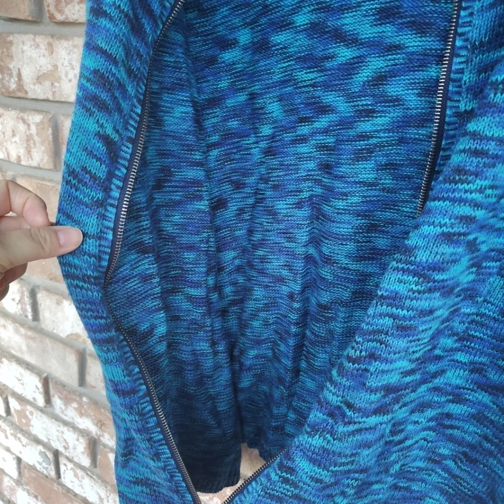 Catherines Blue Multicolor Full Zip-Up Cardigan Sweater Sz 3X Casual Winter
